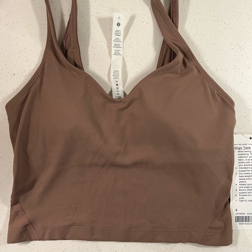 Align Tank- Cacao- Size 4- NWT